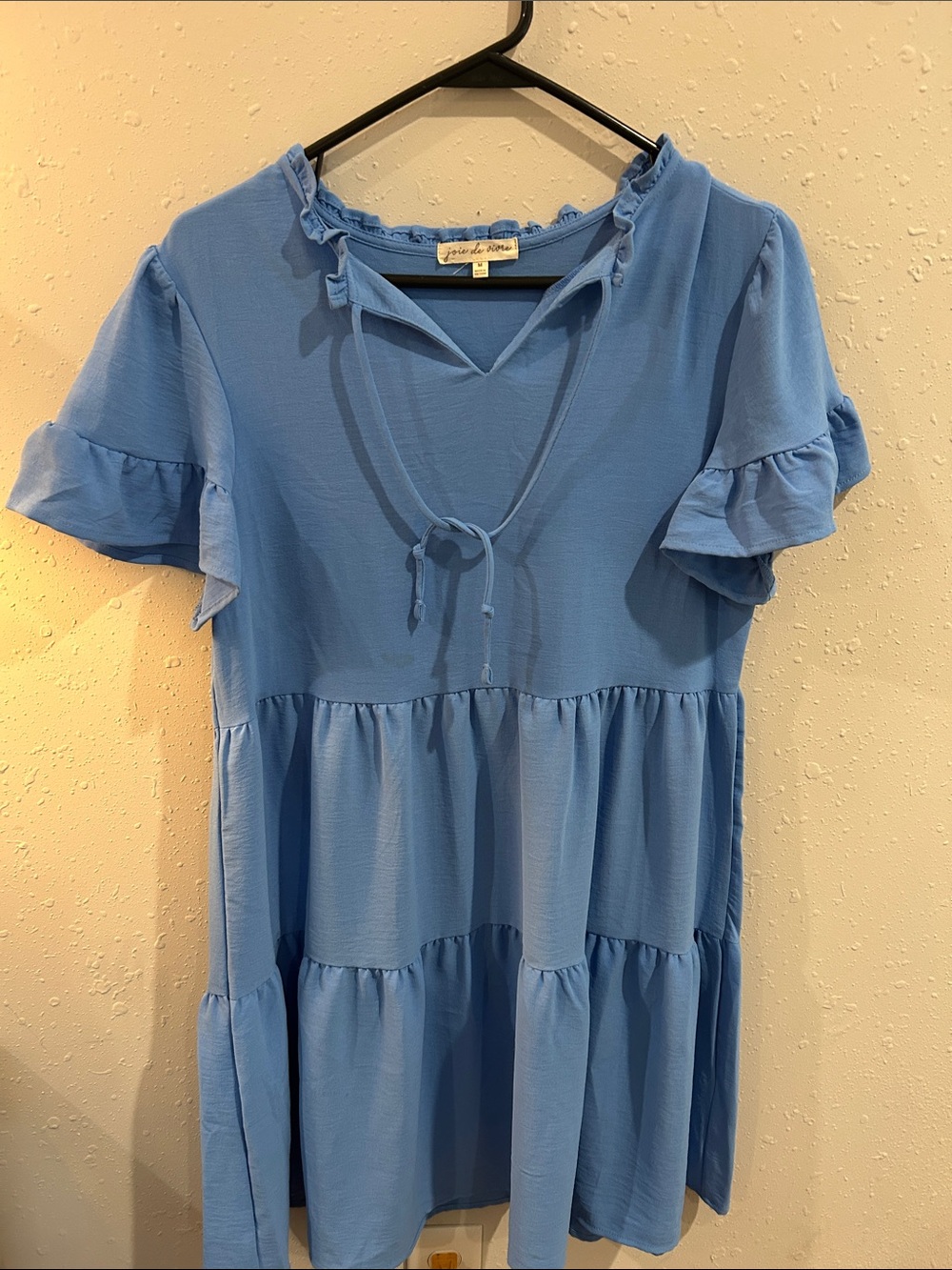 Light Blue Ruffle Sleeve Tiered Dress